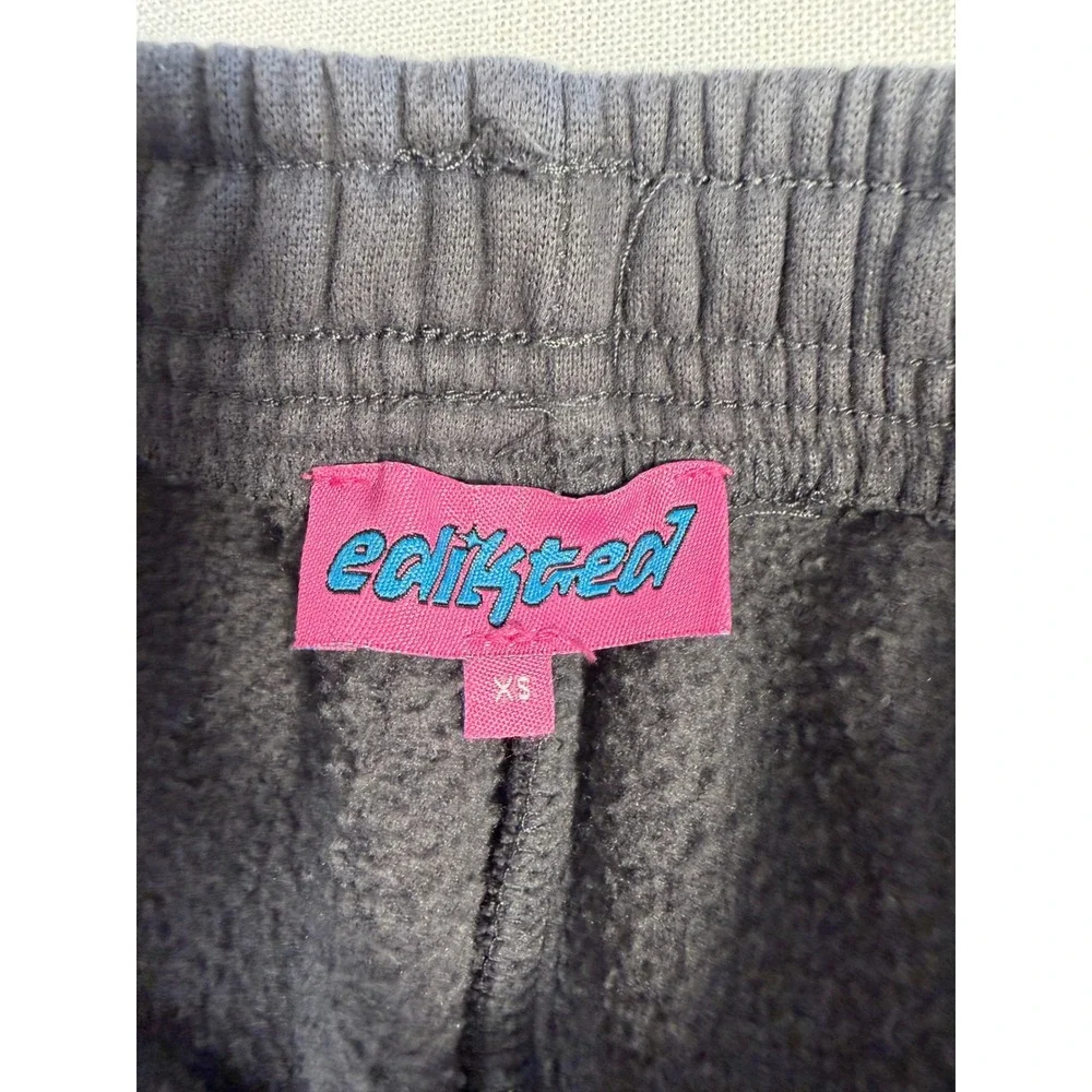 Edikted Women Charcoal Gray Pink Bow Wide Leg Sweatpants XS Coquette Balletcore